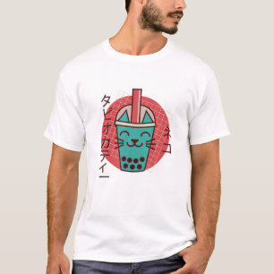 Boba Cat Drinking Boba Kitten Kawaii Japanese Kitt T-Shirt