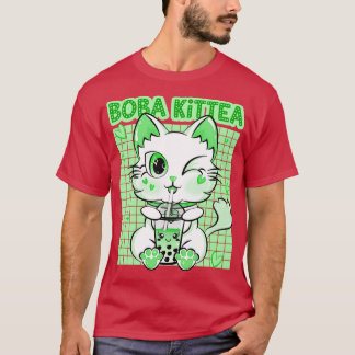 Boba Cat Drinking Boba Kitten Kawaii Japanese Kitt T-Shirt