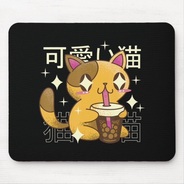 Boba Cat Kawaii Anime Japanese Food Girls Official Mouse Mat (Front)