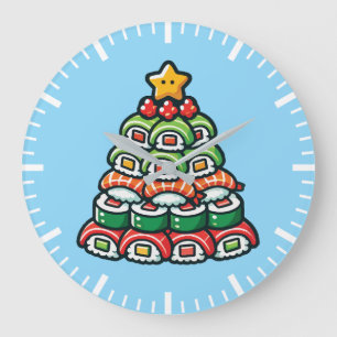 Boba Christmas Tree - Funny Bubble Tea Holiday Large Clock