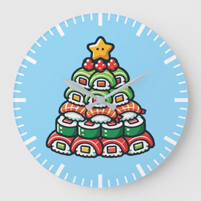 Boba Christmas Tree - Funny Bubble Tea Holiday Large Clock (Front)