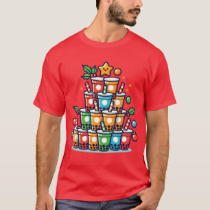 Boba Christmas Tree - Funny Bubble Tea Holiday T-Shirt