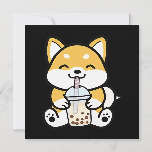 Boba Corgi, Corgi Boba, Boba Shiba, Shiba, Corgi Invitation (Front)
