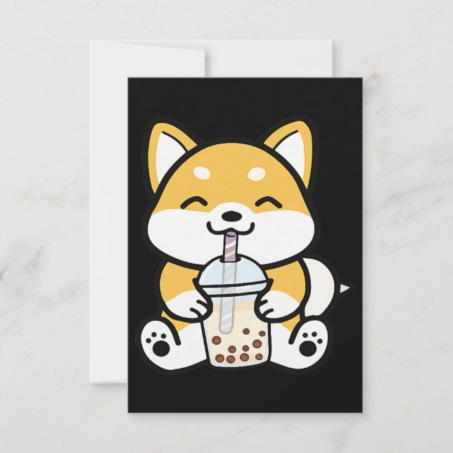 Boba Corgi, Corgi Boba, Boba Shiba, Shiba, Corgi Invitation (Front)