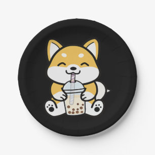 Boba Corgi, Corgi Boba, Boba Shiba, Shiba, Corgi Paper Plate