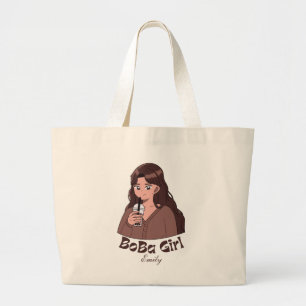 Boba Girl, boba tea bubble tea Large Tote Bag