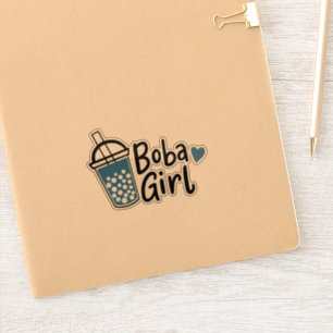 Boba Girl Bubble Tea Lover Blue Black Love Heart