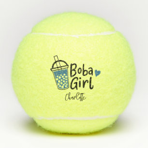 Boba Girl Cute Tea Lovers Team Players Tennis Balls