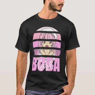 Boba Girl Vintage Retro Sunset Girls  Teens Youth  T-Shirt