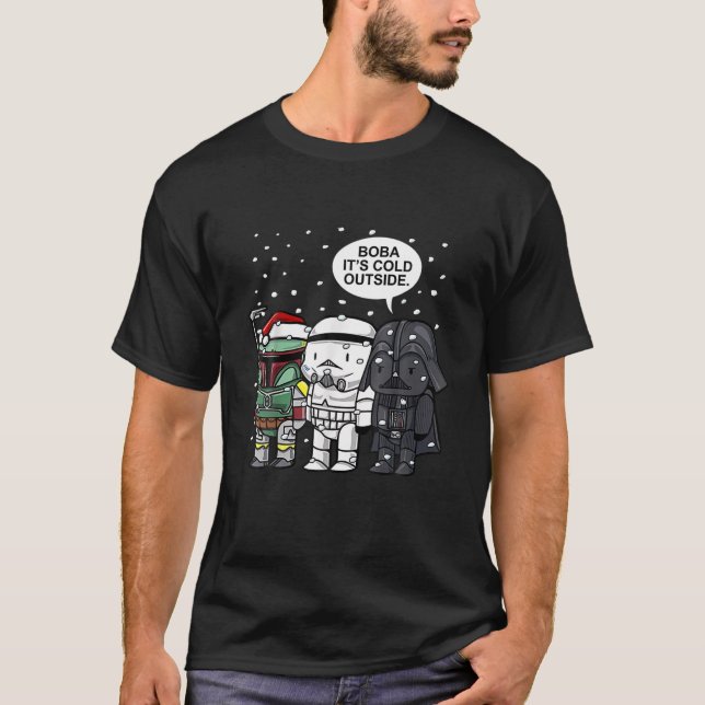 Boba It's Cold Outside Christmas Snow Galaxy Holid T-Shirt (Front)
