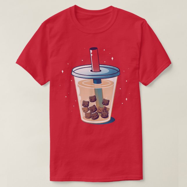 Boba Kitties Anime Cats Boba Tea Bubble Japanese K T-Shirt (Design Front)