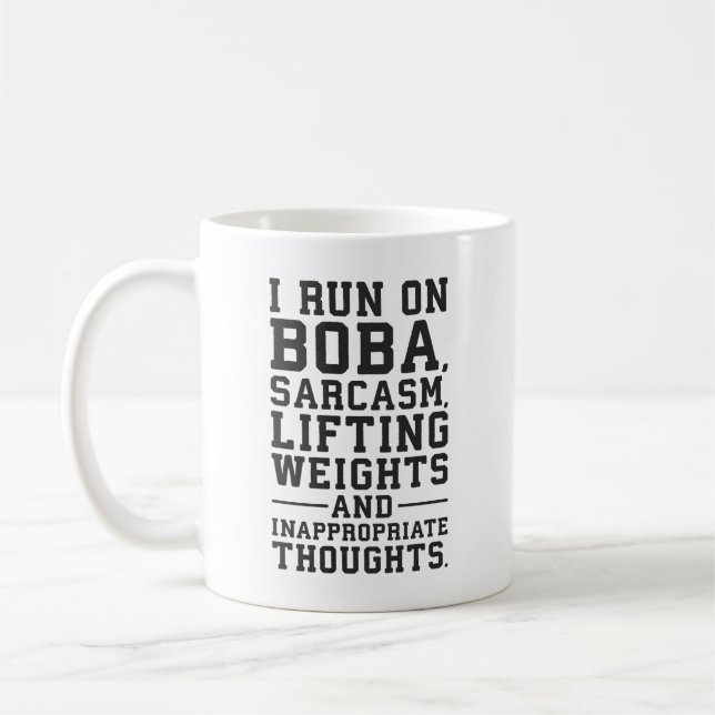 Boba, Lifting Weights, Inappropriate Thoughts, Gym Coffee Mug (Left)
