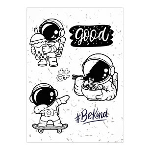 Boba Love Ramen Noodles Astronaut Wall art Poster