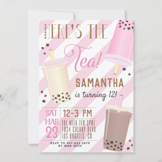 Boba Milk Tea Birthday Invitation (Front)