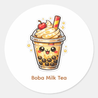 Boba Milk Tea Classic Round Sticker