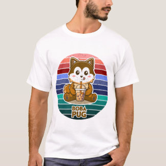 Boba Pug Bubble Tea Kawaii Retro Dog Lover Gift T-Shirt