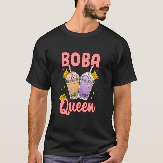 Boba Queen Graphic Tea Tea Drinker Tea Brewing Cup T-Shirt (Front)