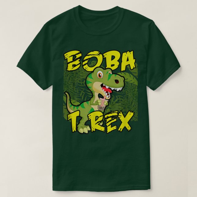 Boba T-Rex Funny Bubble Tea Dinosaur  T-Shirt (Design Front)