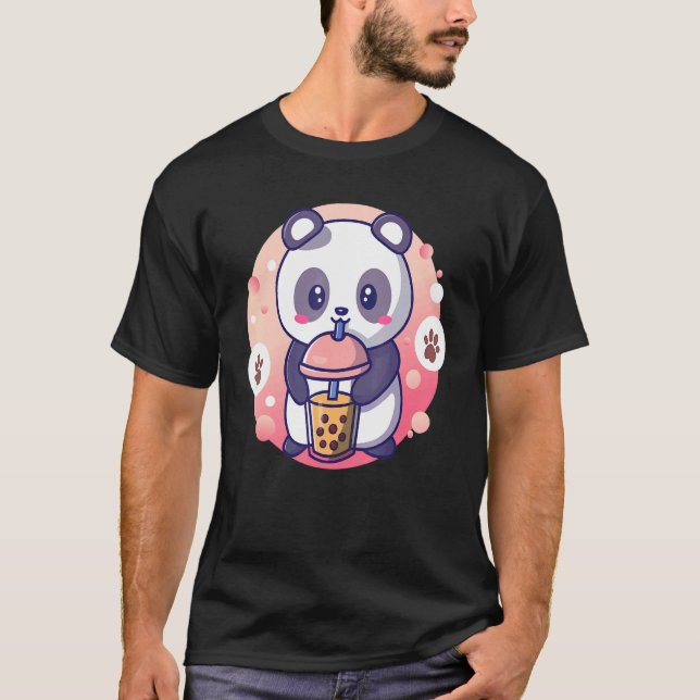 Boba Tapioca Pearls Bubble Milk Tea Drink Panda T-Shirt (Front)