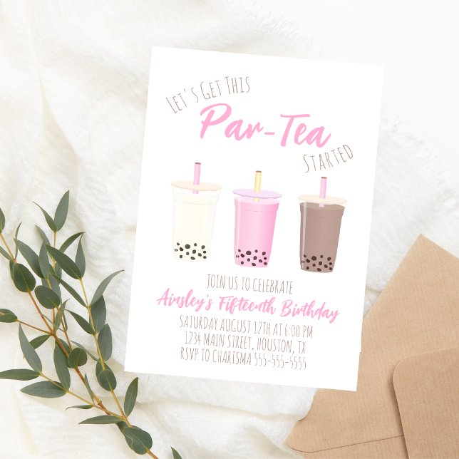 Boba Tea Birthday Party Invitation Milk Tea Invite (Creator Uploaded)