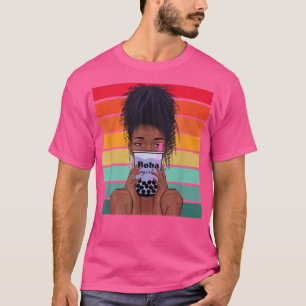 Boba Tea Black Woman Anime Kawaii Girl Boba Women' T-Shirt