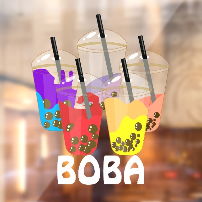 Boba Tea Bubble Drink Front  Window Cling (Sheet 2)