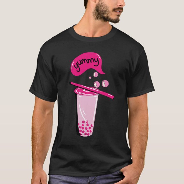 boba tea bubble milk matcha tea pink tea lover  T-Shirt (Front)