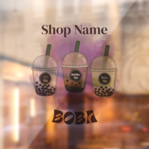 Boba Tea , Bubble milk tea Window Cling