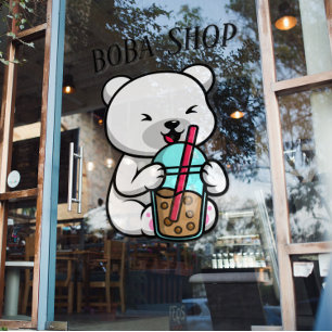 Boba Tea , Bubble milk tea Window Cling