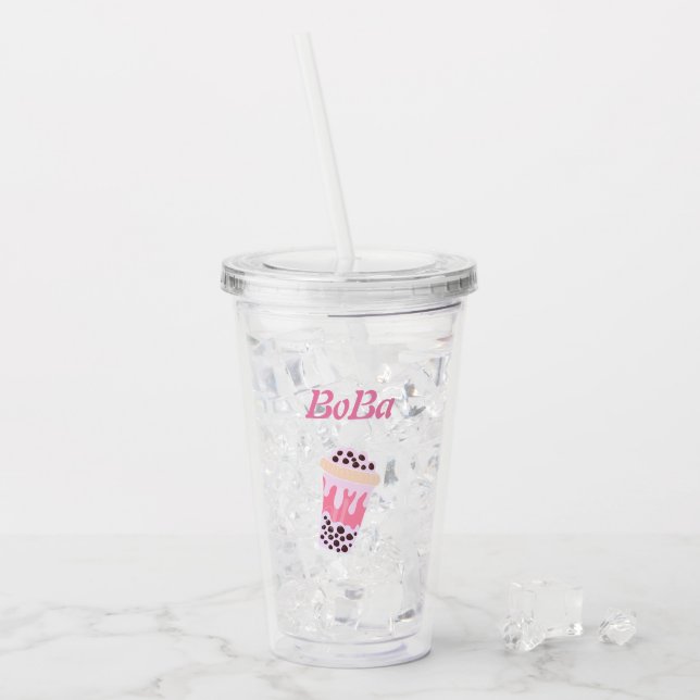 boba tea bubble tea  acrylic tumbler (Front Ice)