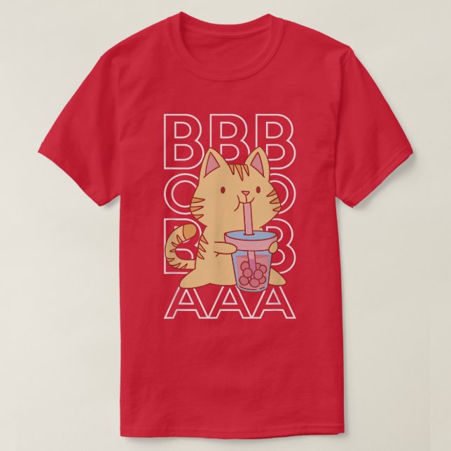 Boba Tea Bubble Tea Anime Cat  T-Shirt (Design Front)