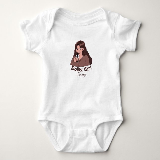 boba tea bubble tea  baby bodysuit (Front)