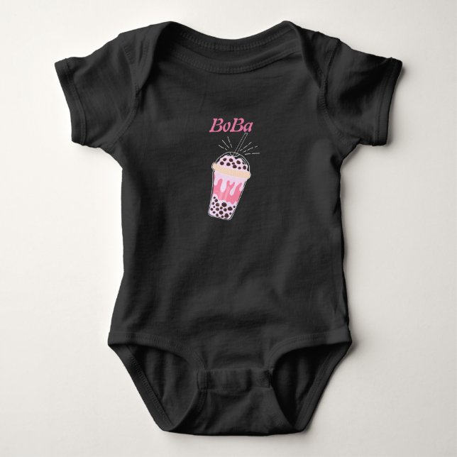 boba tea bubble tea  baby bodysuit (Front)