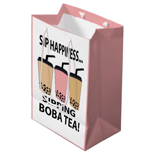 Boba Tea Bubble Tea  Medium Gift Bag (Front Angled)
