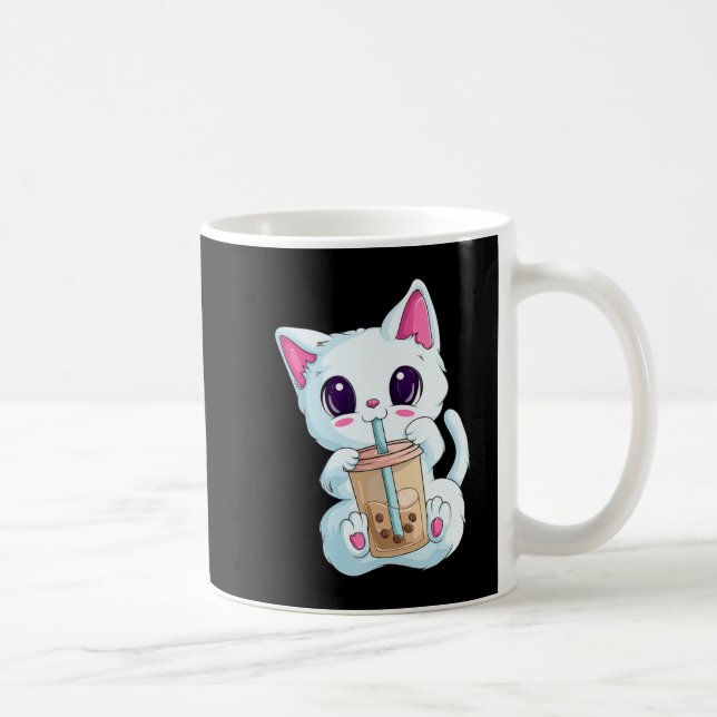 Boba Tea Cat Anime  For Women Kawaii Bubble Tea Ne Coffee Mug (Right)