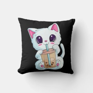 Boba Tea Cat Anime  For Women Kawaii Bubble Tea Ne Cushion