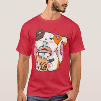 Boba Tea Cat Anime Shirts Teen Girl Kawaii Bubble 