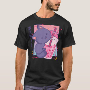 Boba Tea Cat Bubble Tea Chibi Drawing T-Shirt
