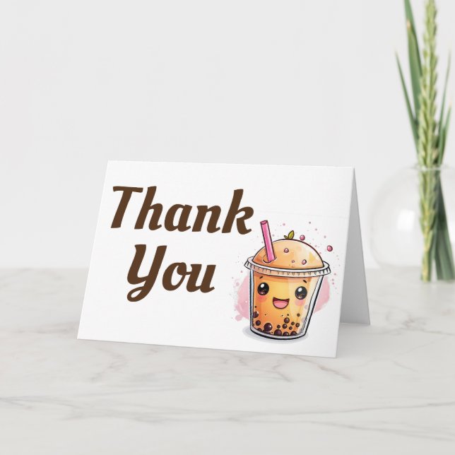 Boba Tea Character Thank You Card (Front)