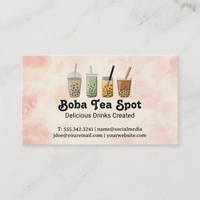 Boba Tea Drinks Variety Business Card (Front)