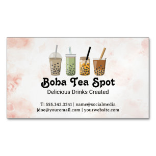 Boba Tea Drinks Variety Magnetic Business Card