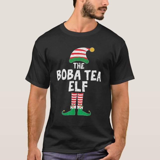 Boba Tea Elf Ugly Christmas Sweater Matching Pajam (Front)