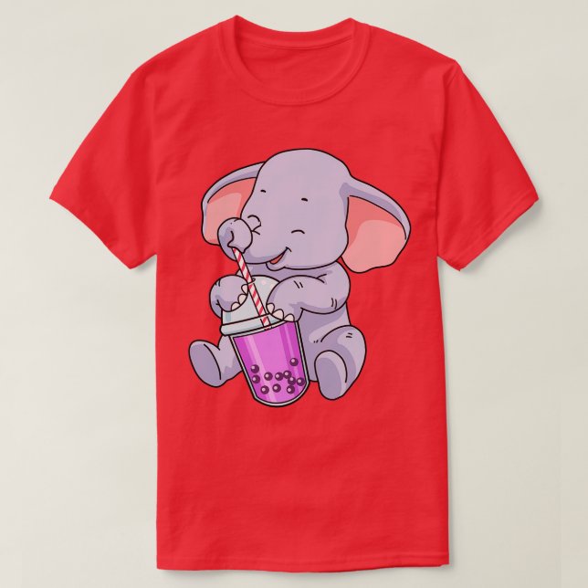 Boba Tea Gift Women Elephant Gift Bubble Tea T-Shirt (Design Front)
