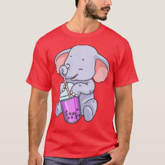 Boba Tea Gift Women Elephant Gift Bubble Tea T-Shirt