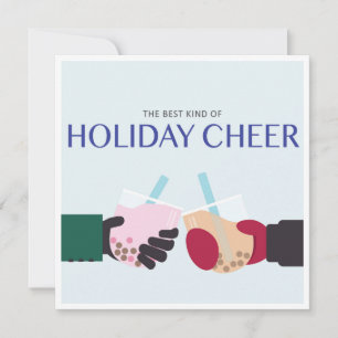 Boba Tea Holiday Winter Cheer New Year Bubble Tea Card
