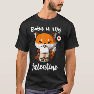 Boba Tea is My Valentine Fox Anti Valentines Day R T-Shirt