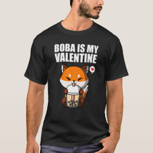 Boba Tea is My Valentine Fox Anti Valentines Day T-Shirt