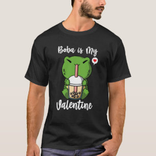 Boba Tea is My Valentine Frog Anti Valentines Day T-Shirt