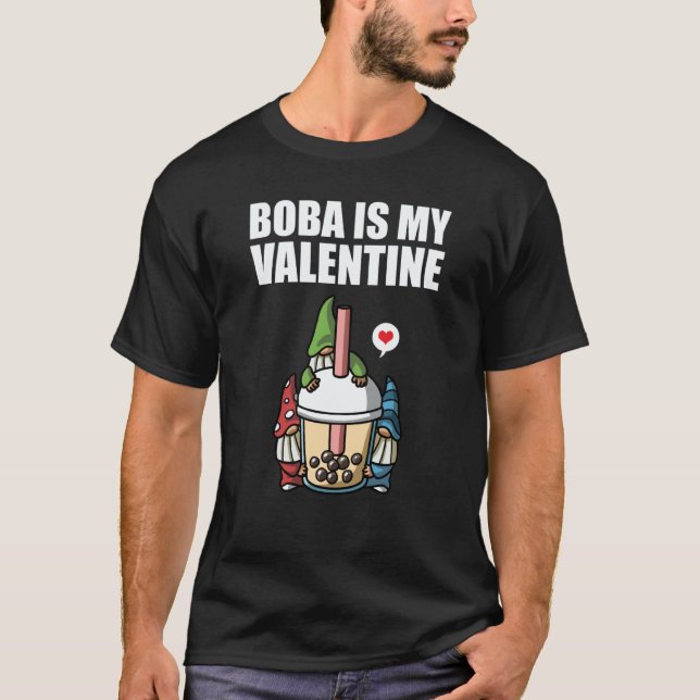 Boba Tea is My Valentine Gnomes Anti Valentines Da T-Shirt (Front)