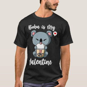 Boba Tea is My Valentine Koala Bear Anti Valentine T-Shirt